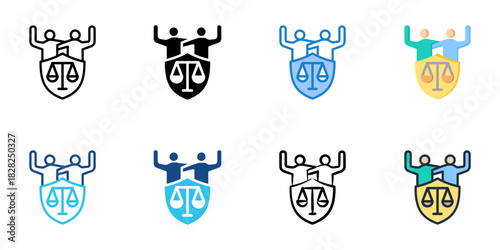 Advocacy icon set multiple style vector collection
