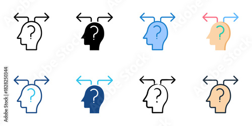 Decision making icon set multiple style vector collection
