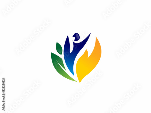 logo design that combines a human figure with leaf shapes