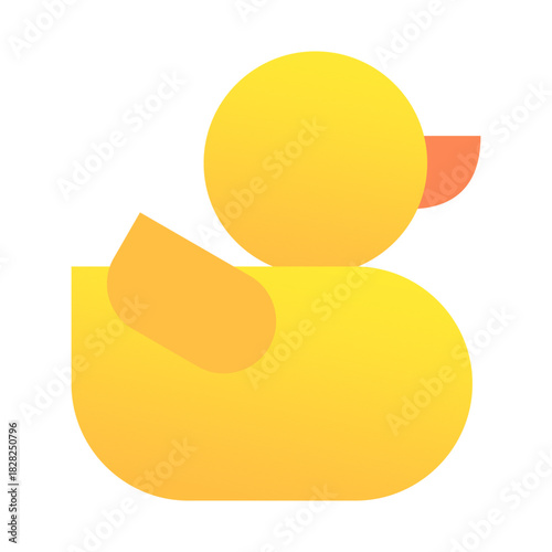 Cute Rubber Duck Toy Flat Design Icon