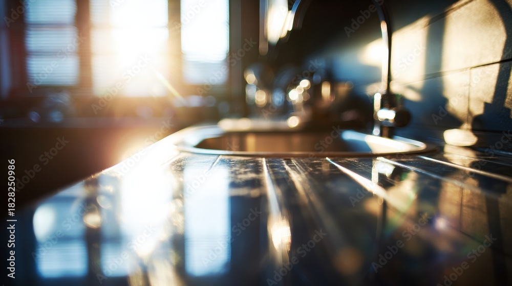 custom made wallpaper toronto digitalBright and Clean Kitchen With Shiny Countertop and Sunlight Reflecting on a Fresh Surface in Preparation for Cleaning Products