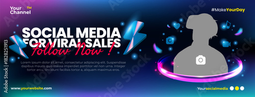 Modern Neon Social Media Marketing Template for Viral Sales Promotion