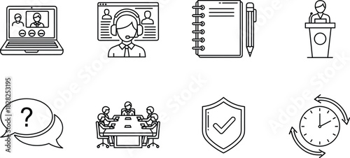 Business, communication, teamwork, remote meeting, customer support, planning, presentation, leadership, discussion, collaboration, security, time management, productivity