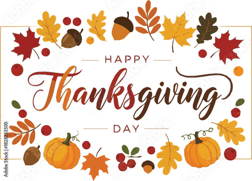 Thanksgiving day banner background. Celebration quotation for card.vector illustration with white background