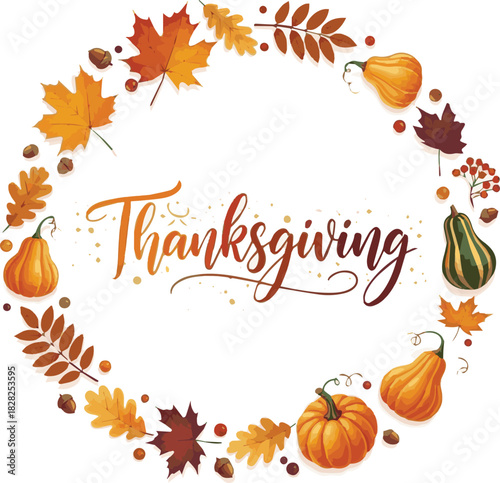 Autumn background with pumpkins Thanksgiving day banner. Celebration quotation for card.vector illustration with white background