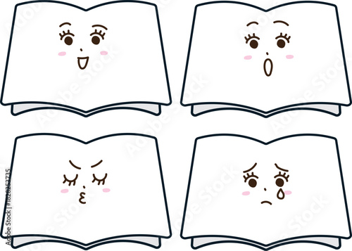 喜怒哀楽の本キャラセット（教育・読み物イラスト）