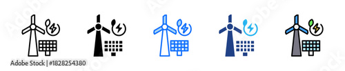 Green Energy Icon Set Multiple Style Collection
