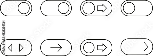 Toggle switch icons, user interface elements, minimal design, UI components, vector buttons, web controls, navigation arrows, modern UX graphics