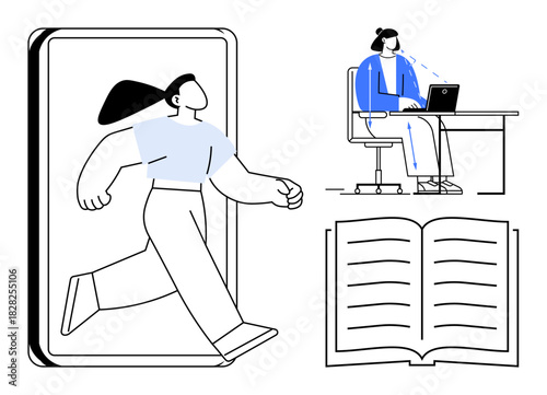 Digital learning concept. Digital learning virtual interaction, online study, and educational applications. Digital learning supports distance education, e-learning, and virtual platforms. For online