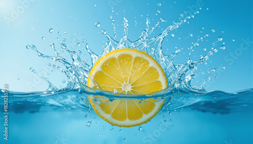 Refreshing Bright Yellow Lemon Water Splash