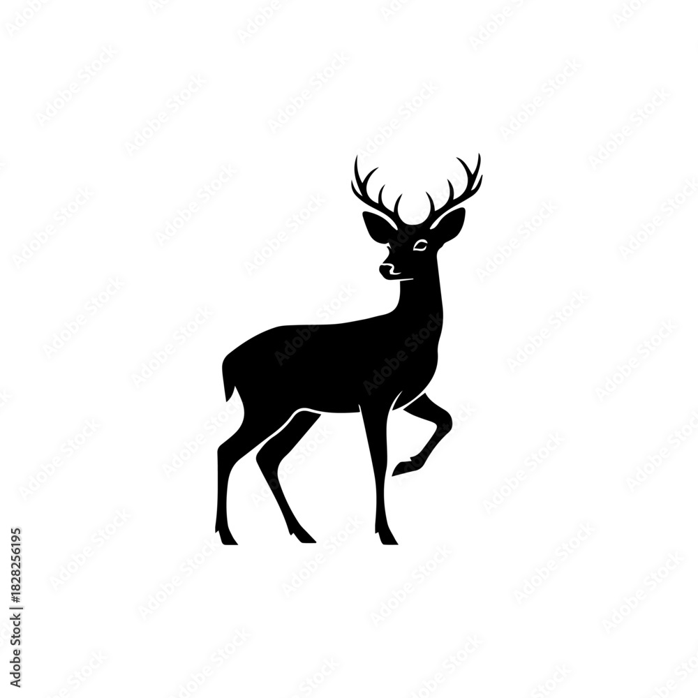 Obraz premium Majestic Black Deer Silhouette Icon Symbolizing Wilderness and Nature