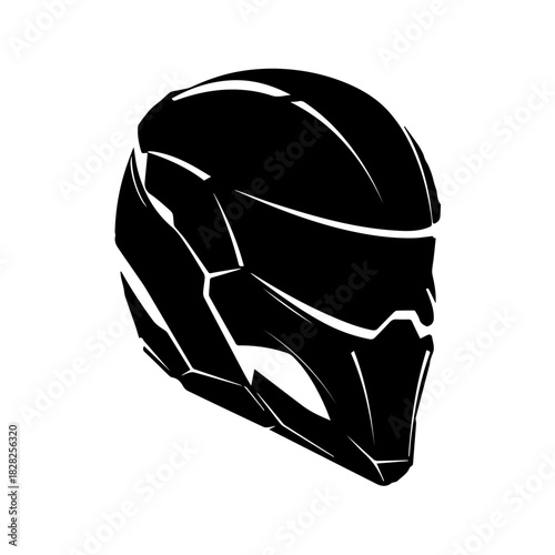 Abstract vector silhouette of a cutting-edge high-tech protective headgear