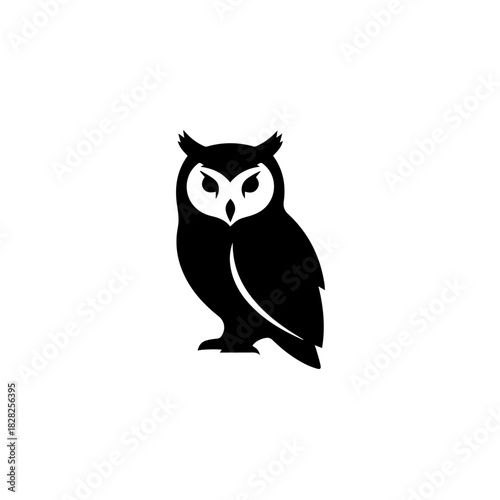 Minimalist owl concept logo with elegant nocturnal bird design