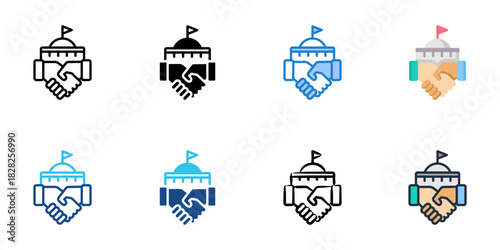 Government Relations icon set multiple style vector collection 
