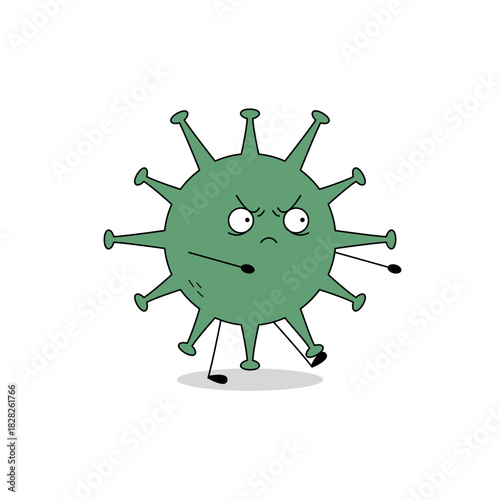 cute virus cartoon character zombie walk doodle