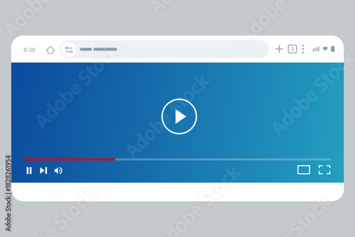interface playing video content in horizontal landscape mode progress bar and player controls for multimedia streaming application design movie watching
