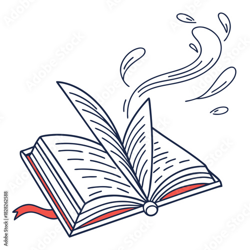 An open book with pages fluttering like wings symbolizing imagination creativity and the boundless possibilities of reading and storytelling