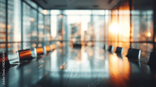 Wallpaper Mural Blurred Meeting Room Showcasing a Modern Corporate Space With Natural Light During Evening Hours Torontodigital.ca