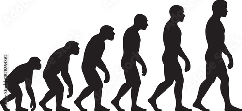 Theory of evolution of man silhouette