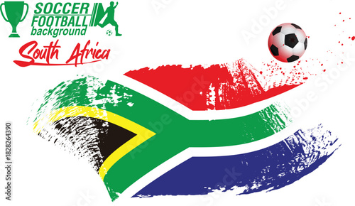 Football or soccer background paint brushes. South Africa a flag texture grunge football cup, Soccer Template design, soccer banner template, Brush texture grunge, football cup.eps