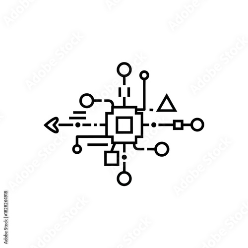 Abstract Representation of a Central Processing Unit CPU with Connected Elements.
