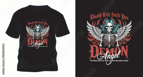 Death will fetch you demon angel skeleton vector illustration