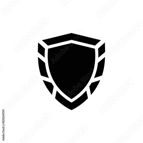 Black and White Shield Icon for Security and Protection.