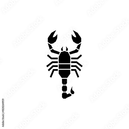 Black Silhouette of a Scorpion with Claws and Stinger.