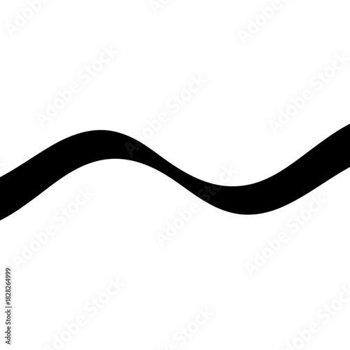 Black Wavy Line Illustration on White Background.