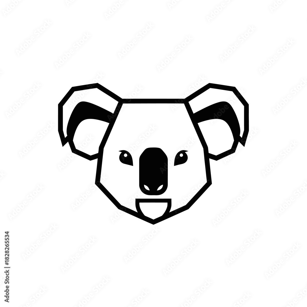 Obraz premium Minimalist Koala Bear Face Illustration with Geometric Design.