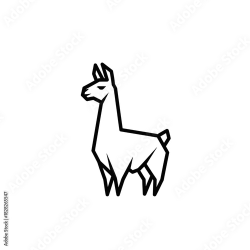 Minimalist llama illustration with geometric shapes and clean lines.