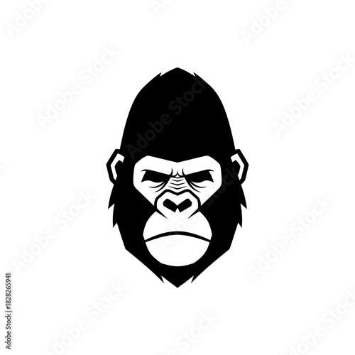 Striking Gorilla Head Vector Illustration with Intense Gaze 1.