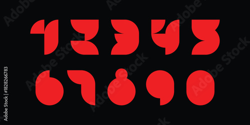 Custome numbers vector simple geometry shapes' numerals. font alphabet vector illustrations.