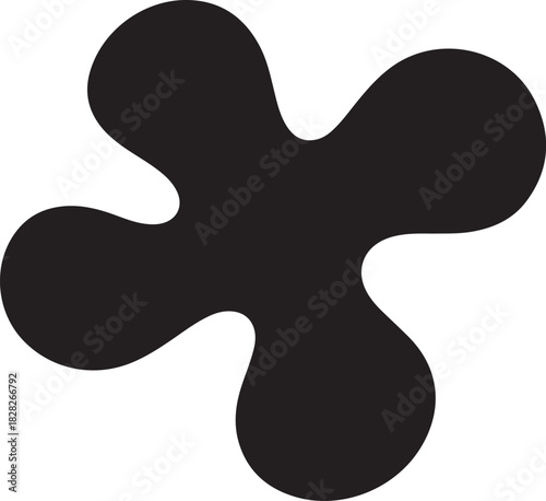 black blob shape silhouette vector set with organic rounded forms, editable stroke design for graphic composition,