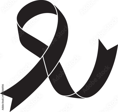 A collection of seven different black silhouette ribbon banners and ancient scrolls on a white background