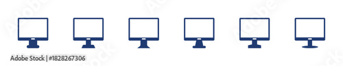 monitor icon set, solid style, vector illustration