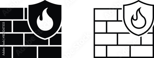 Cybersecurity Firewall Protection System Icons
