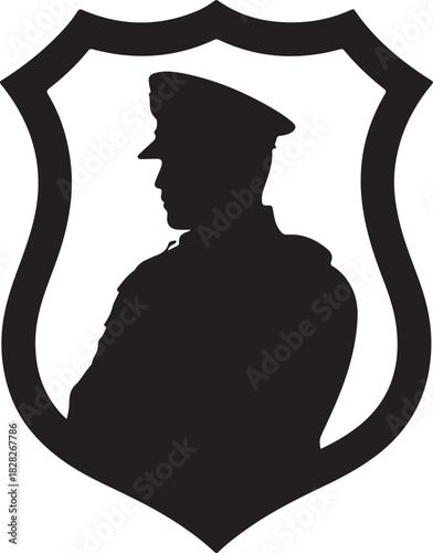 Police badge shape. Vector military shield silhouettes. Security, football patches isolated on white background