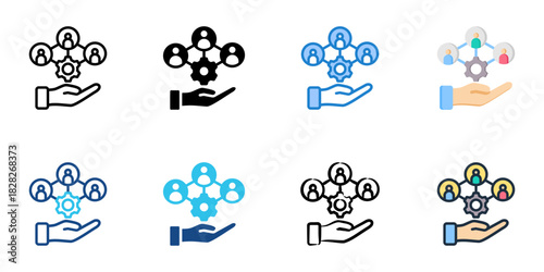 Influence Mapping icon set multiple style vector collection 
