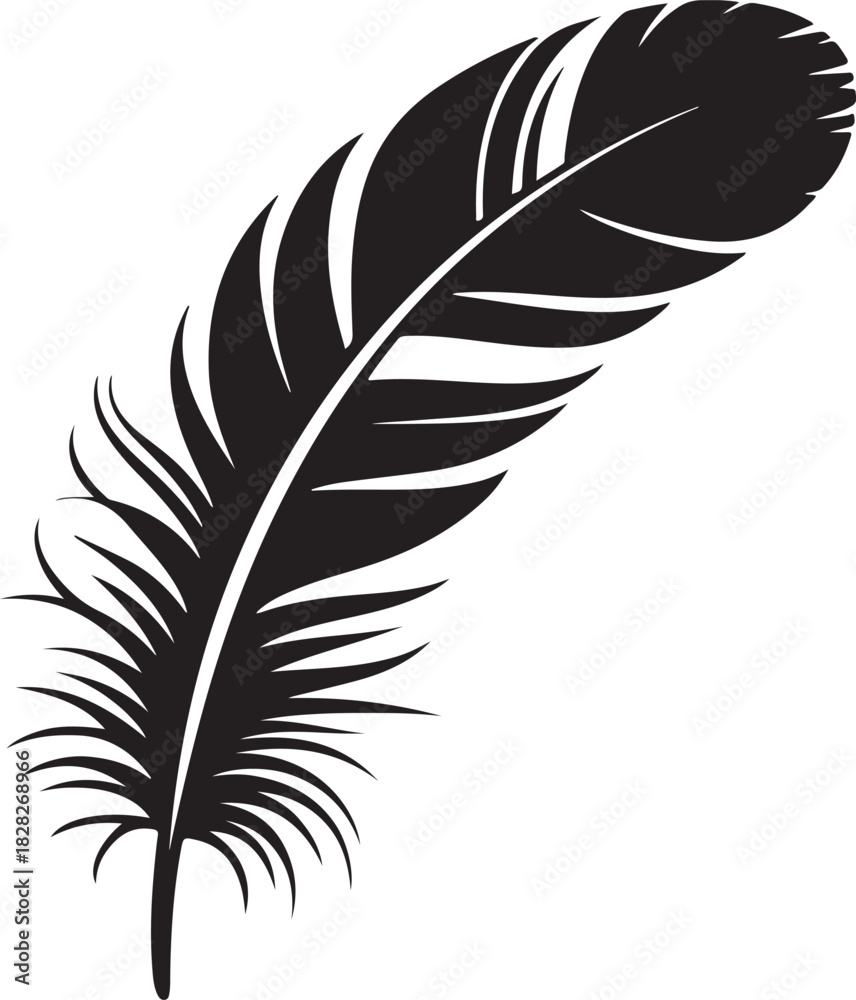 Obraz premium Elegant black feather vector illustration avian plumage graphic element isolated