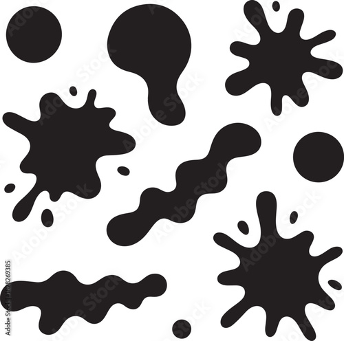  silhouette Black Black paint blots collection of vector icons