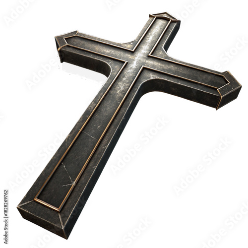 Symbolic cross with rustic metal texture ideal for religious themes, historical dramas, or faith-based projects needing a powerful visual element