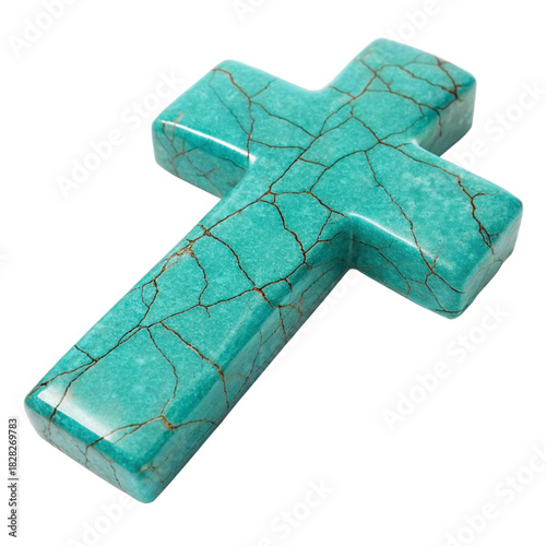 Stunning turquoise stone cross, a symbol of faith and spirituality, perfect for religious designs, spiritual content, or cultural projects needing elegant symbolism