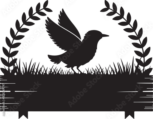 Collection of Rustic Banner and Ribbon Designs in Silhouette Style on White Background