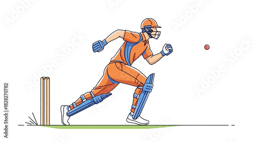 Athlete in Protective Gear Plays Fast Paced Ball Sport on Field Dynamic Action Illustration