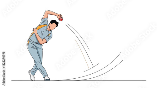 Athlete in Motion Throwing Ball in Sports Competition