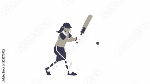 Female Athlete Swinging Bat at Ball in Outdoor Sporting Event