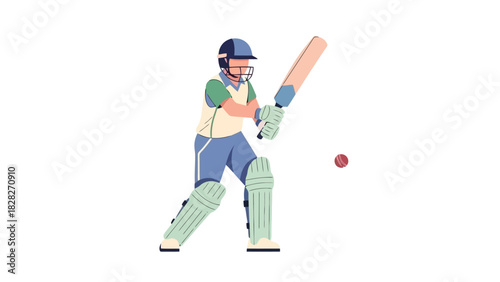 Athlete Swinging Bat at Ball in Outdoor Sport Game