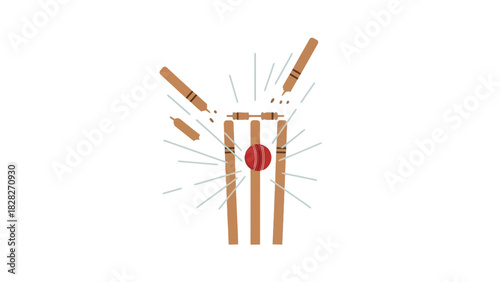 Victorious Hit Cricket Ball Smashing Wickets in Dynamic Action Shot