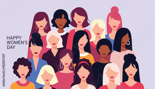 Women's Day Celebration Vector – Diverse Female Silhouettes in Unity and Empowerment